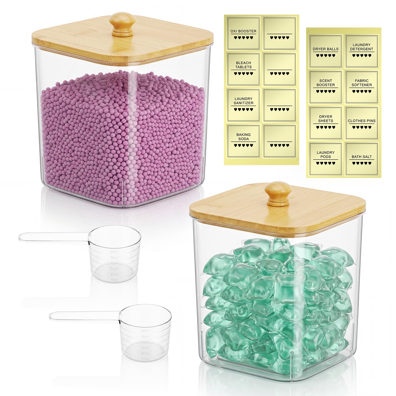 TranRantic 2 Pcs Laundry Pods Storage Containers with Lid 15.5×15.5×18cm