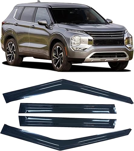 4 protectores de lluvia extra duraderos con cinta adhesiva para Mitsubishi Outlander 2022, 2023, 2024, 2025, deflectores de ventana, viseras de