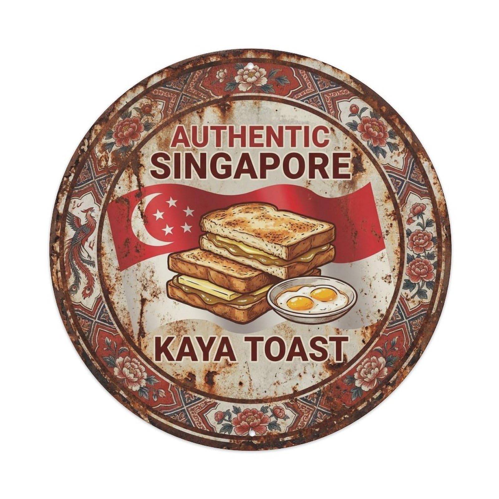 Singapore Travel Kaya Toast Singaporean Breakfast Snack Metal Tin Sign