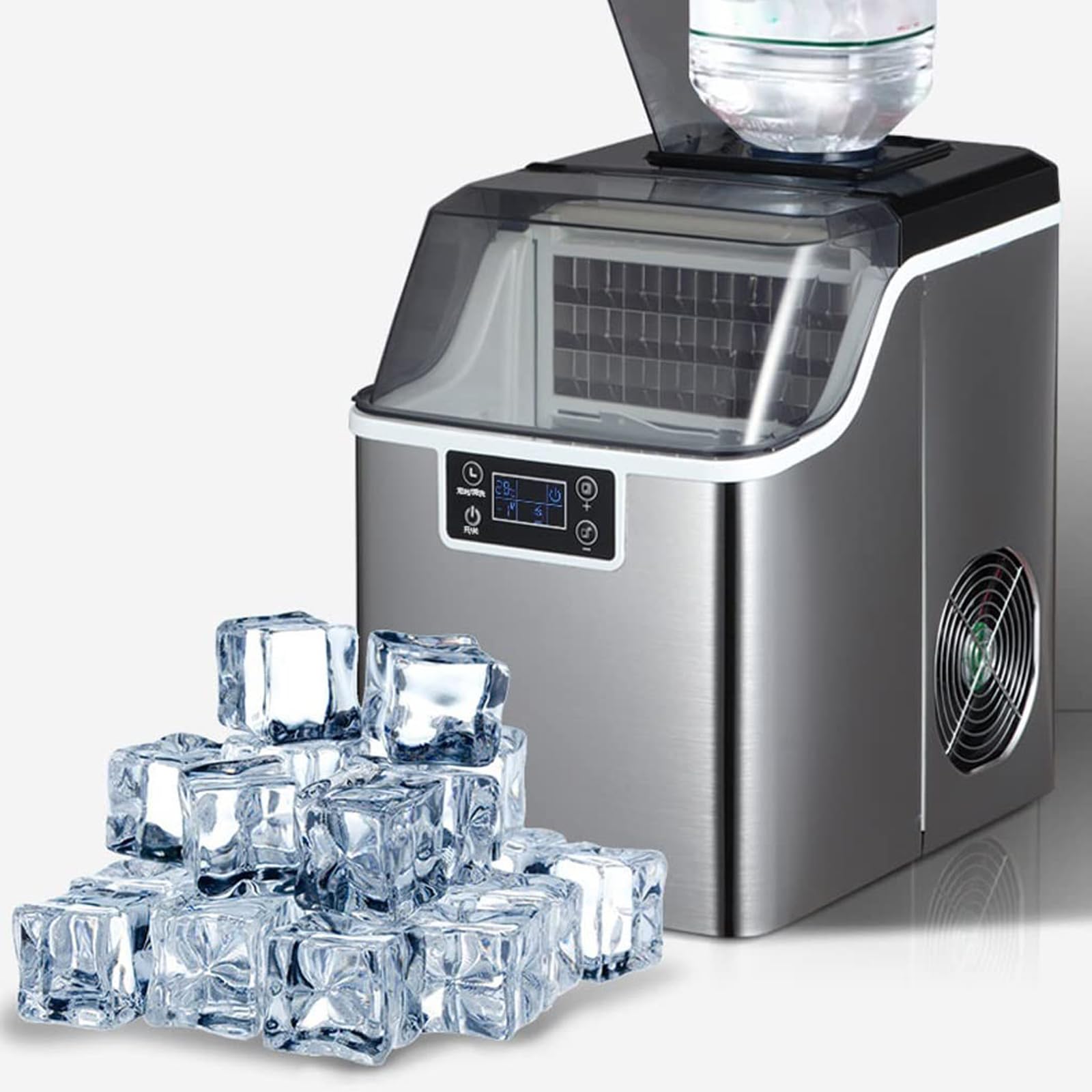 Fabbricatore Di Ghiaccio Da Tavolo Commerciale Da 150 W, Doppia Modalità Di Aggiunta Di Acqua, Fabbricatore Di Ghiaccio Monouso Da 24 Pezzi, Fabbricatore Di Ghiaccio A Cubetti Da 30 Kg/24 Ore ,30L