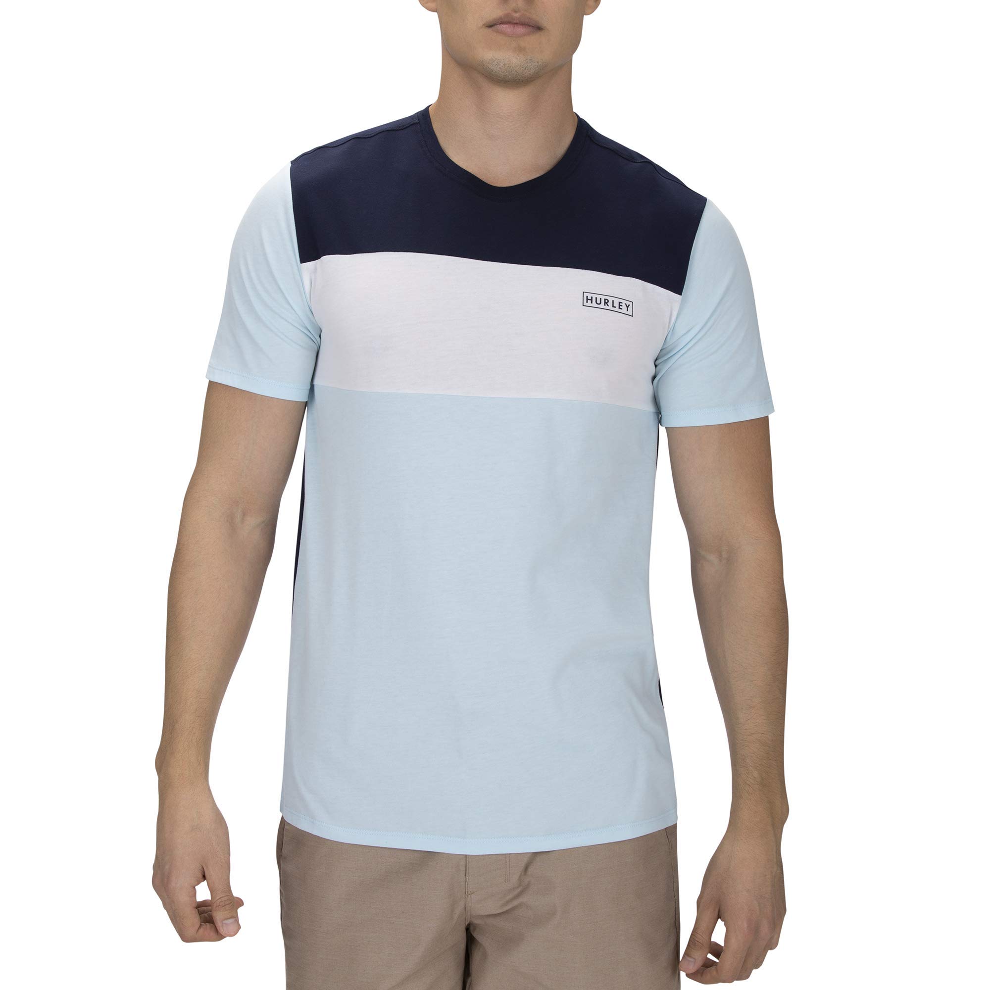 Hurley Men DRI-FIT BLOCKED S/S Knits - Topaz Mist, Small