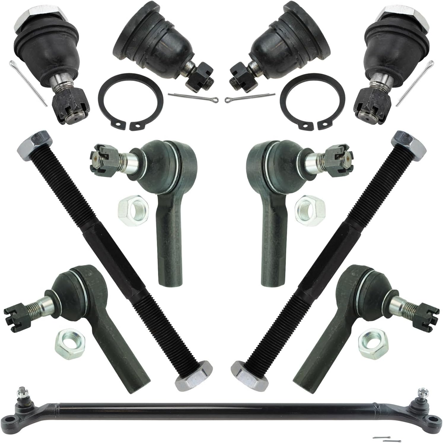 TRQ Front Steering & Suspension Kit Ball Joint Center Link Tie Rod Tie Rod Adjusting Sleeve Compatible with 1998-2004 Nissan Frontier 2000-2004 Xterra