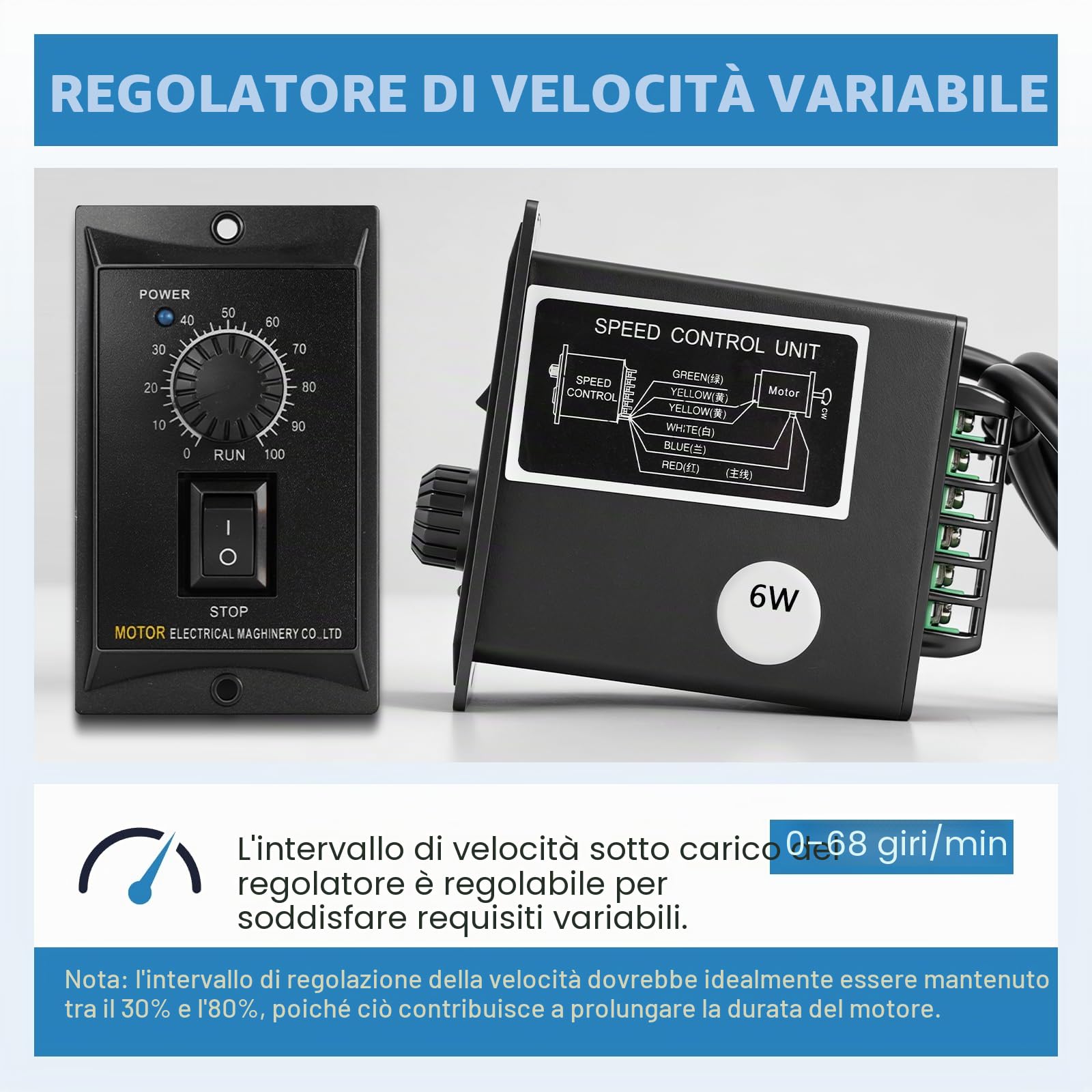 MXBAOHENG Motore riduttore da 6W con velocità regolabile, 220V AC monofase con coppia elevata e regolatore di velocità (riduzione 20K)