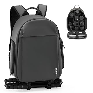 Cwatcun Mochila para Câmera com Suporte de Tripé, Compacta para Mirrorless