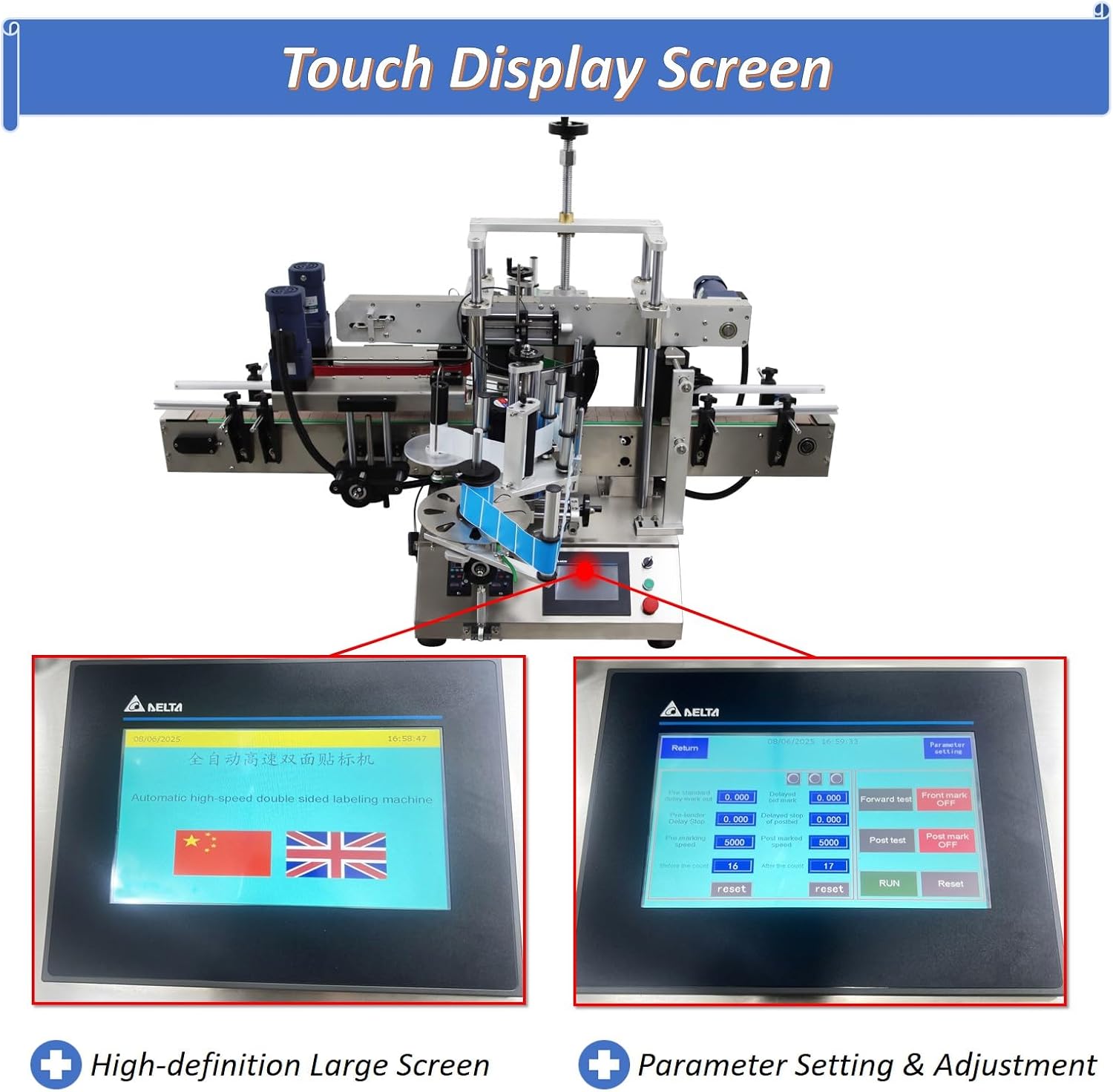 Double Sided Fully Automatic Desktop Labeling Machine for 0.79-4.72in Diameter Square Hexagonal and Laundry Detergent Bottles 110V