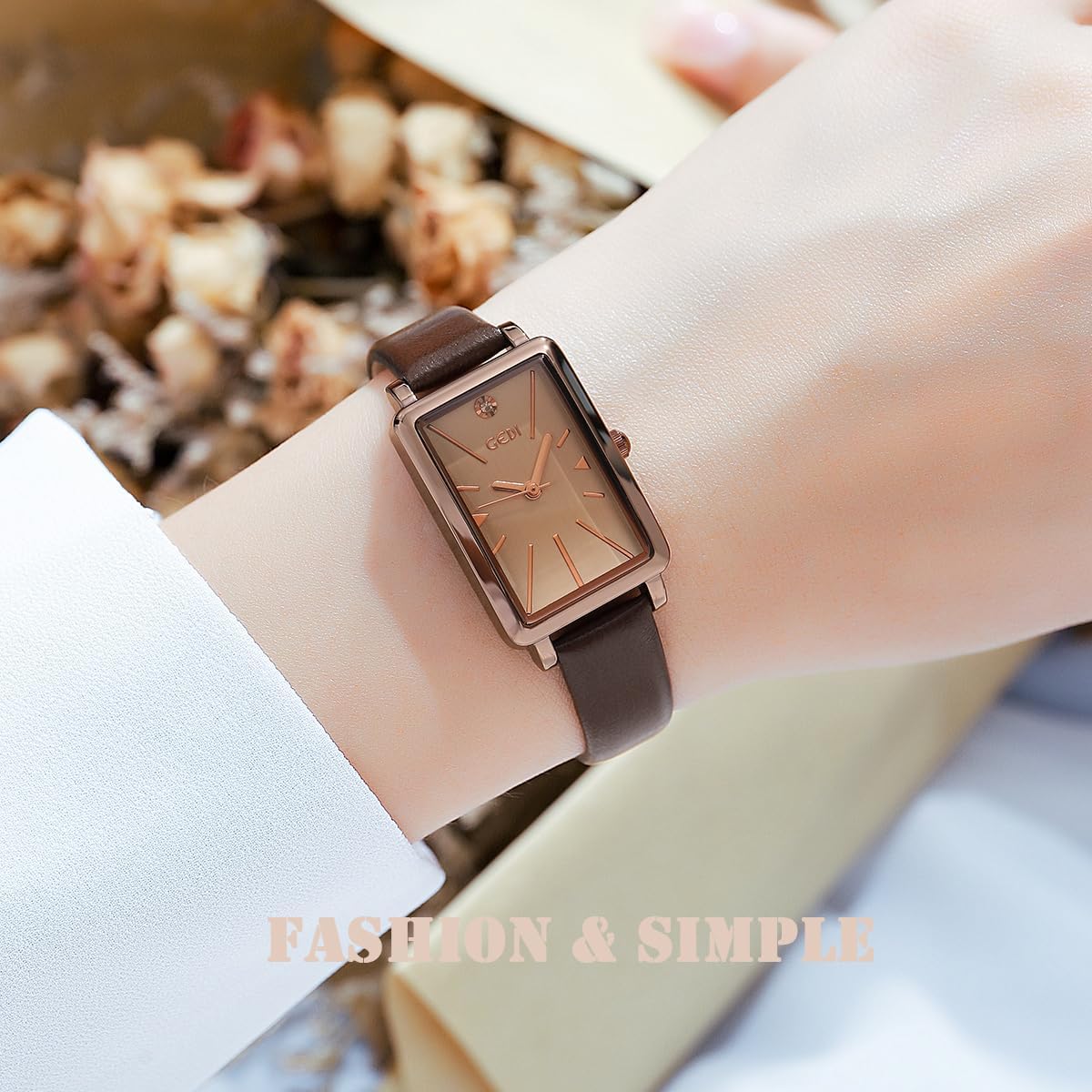 TOOCAT Women Wrist Watch Mini Ultra-Thin Elegant Simple Square Quartz Watches with Leather Strap 30M Waterproof Analog Watches for Females Students Ladies - Image 2