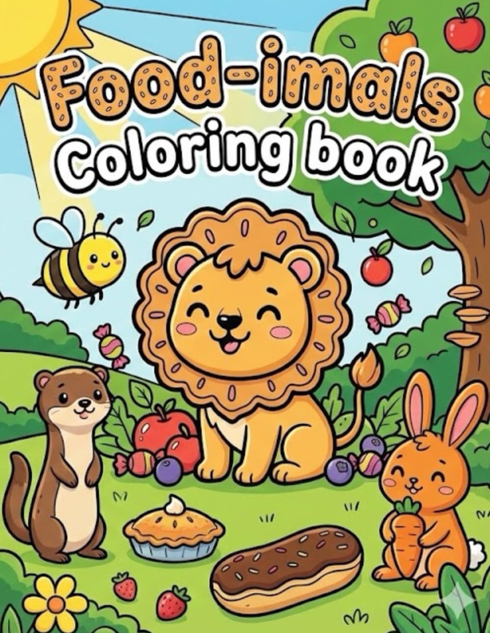 Food-imals Coloring Book: Cute and Funny Animals Made of Delicious Food - Adorable Kawaii Creatures for Kids and Adults