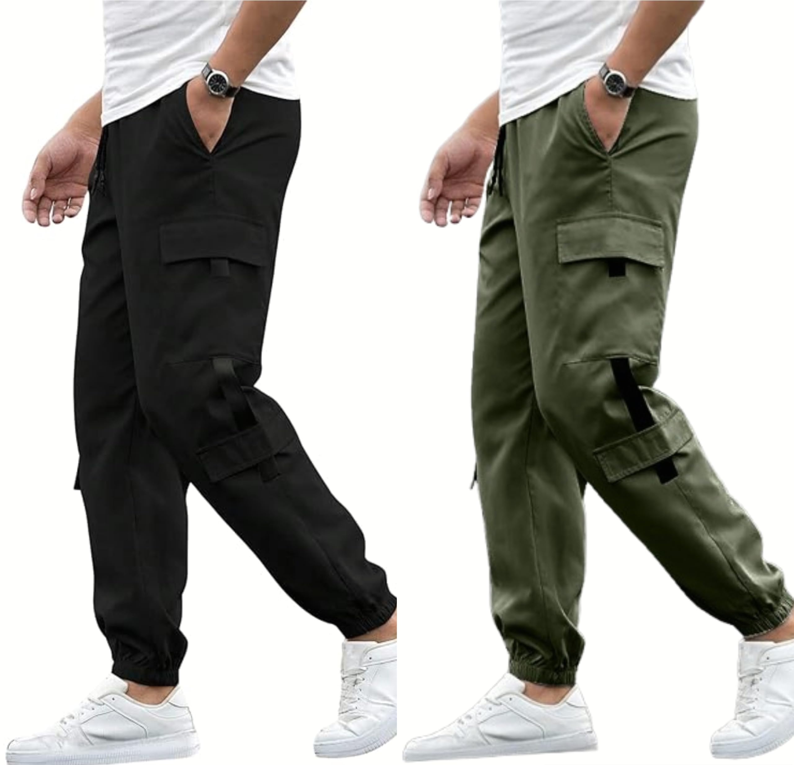 swastik aparels Swastik Apparels Men's Track Pant Combo | Track Pants | Lower | Joggers | Combo of 2 | Pack of 2 Pant | Cargo Pant (BLK+GRN)-picture-19