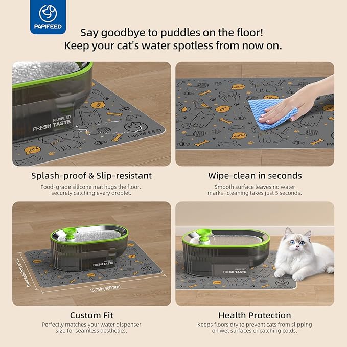 Fuente de Agua para Gatos Acero Inoxidable 2.5L con Tapete de Silicona miniatura 9