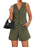 Women's Blazer 2 Piece Outfits Summer 2025 Casual Business Clothes Sleeveless Button Down Vest Shorts Lounge Sets