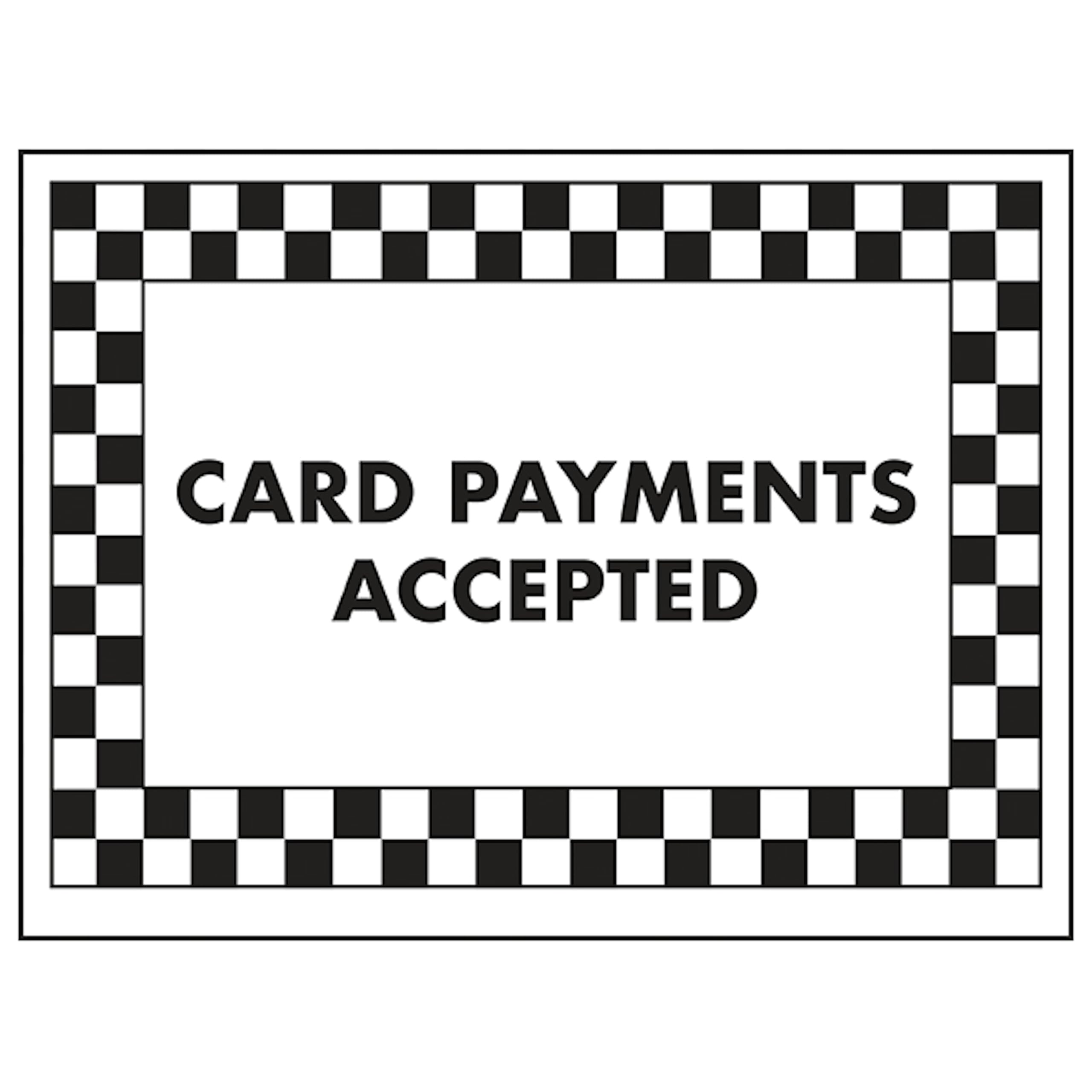 V Safety Card Payments Accepted 200 x 150 mm - 2mm Rigid Plastic Safety Sign