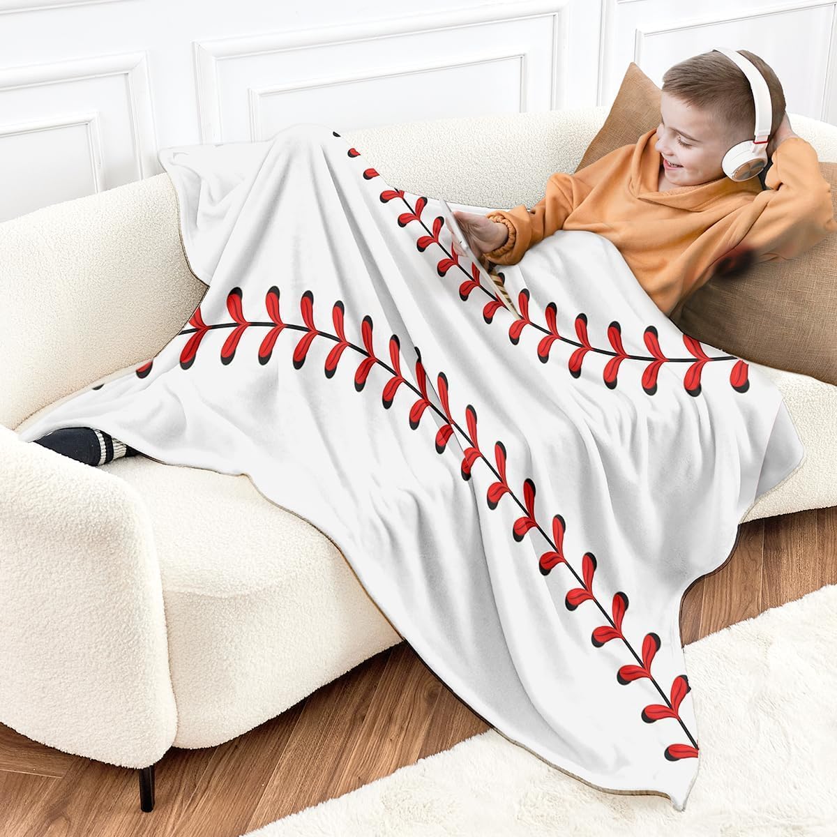Wajade Baseball Blanket for Boys Adults Baseball Gifts for Kids 1-12 Soft Fleece Throw Blanket for Bedroom Living Rooms Sofa Couch Sports Fan Gifts for Kids Dads Coaches 50"x60"