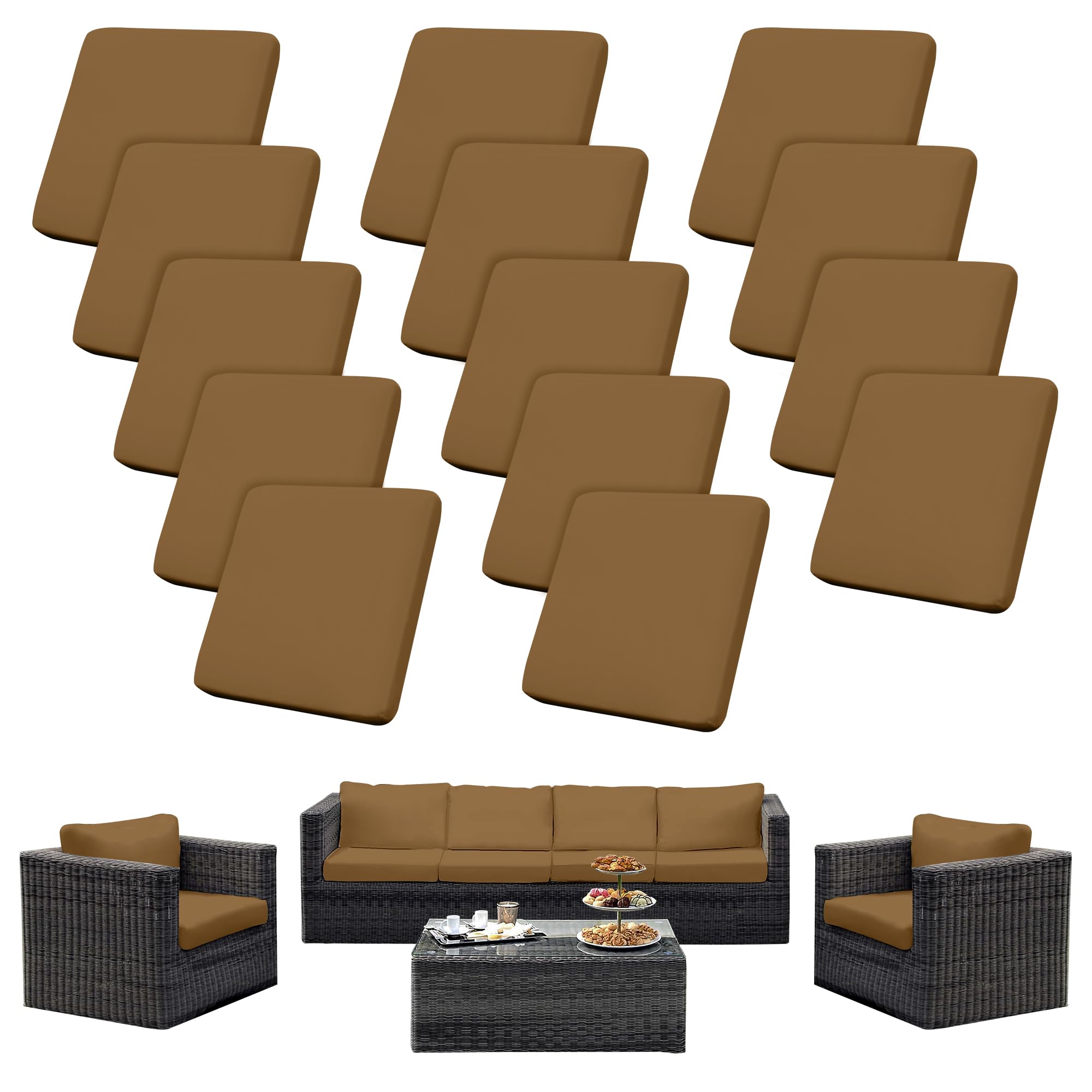 14PCS Patio Cushion Covers.Patio Furniture Couch SeatSlipcovers