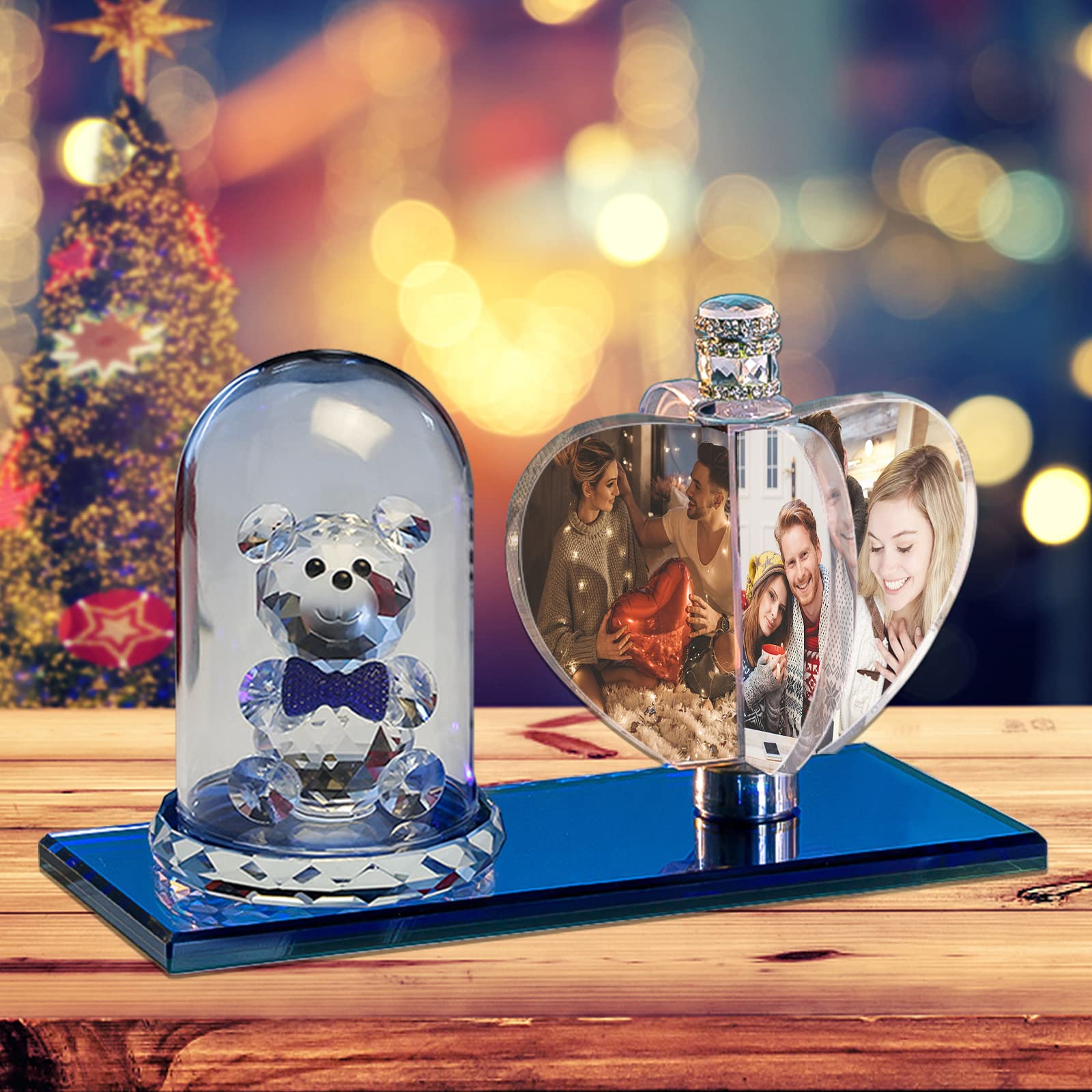 Lumière Photo Personnalisée LED Rose Fleur Cristal Cadre Photo Rectangulaire Personnalité Lumière 3D Cristal Photo Cadre Cadeau De Noël