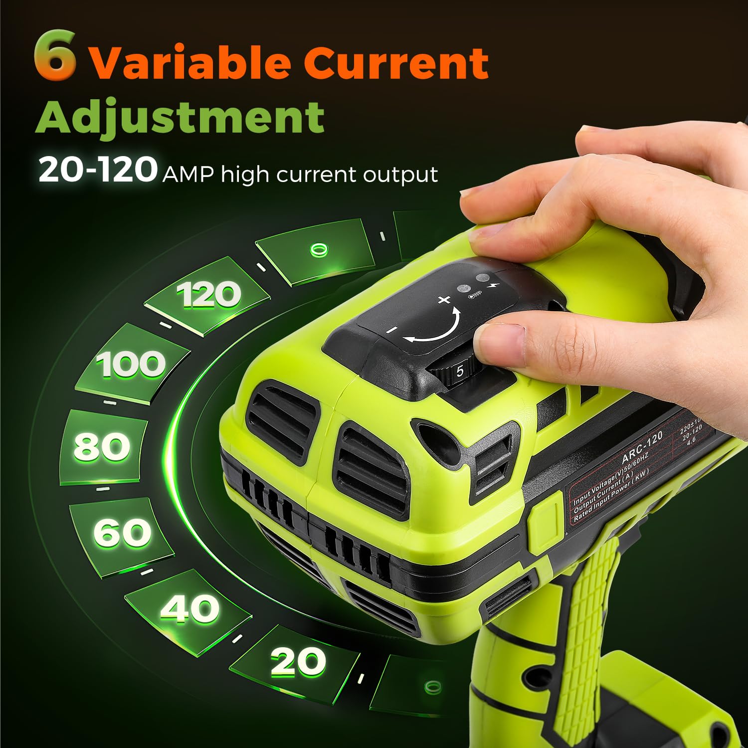Bonvoisin Saldatrice Elettrica Portatile 220V, 20-120A con Invertitore IGBT, 6 Regolazione di Corrente Variabile, 3/32"-1/8" (2,5-3,2mm) Barre Saldatrici, per Bastone in Piedi in Metallo (EU)