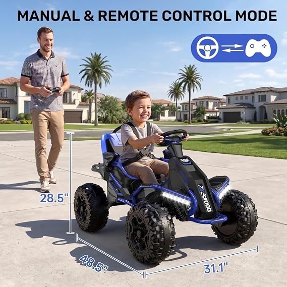 ANPABO 24V 4x200W Ride On Toys for Big Kids Aged 3-12, Adjustable Wide Seat