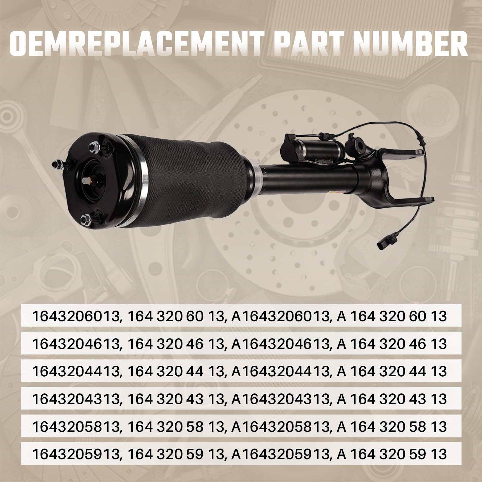 Ammortizzatore anteriore con sospensione pneumatica adatto per Classe ML W164 Classe GL X164 GL320 GL350 GL450 GL550 ML320 ML350 ML450 ML500 Numero di parte 1643204313 1643205913