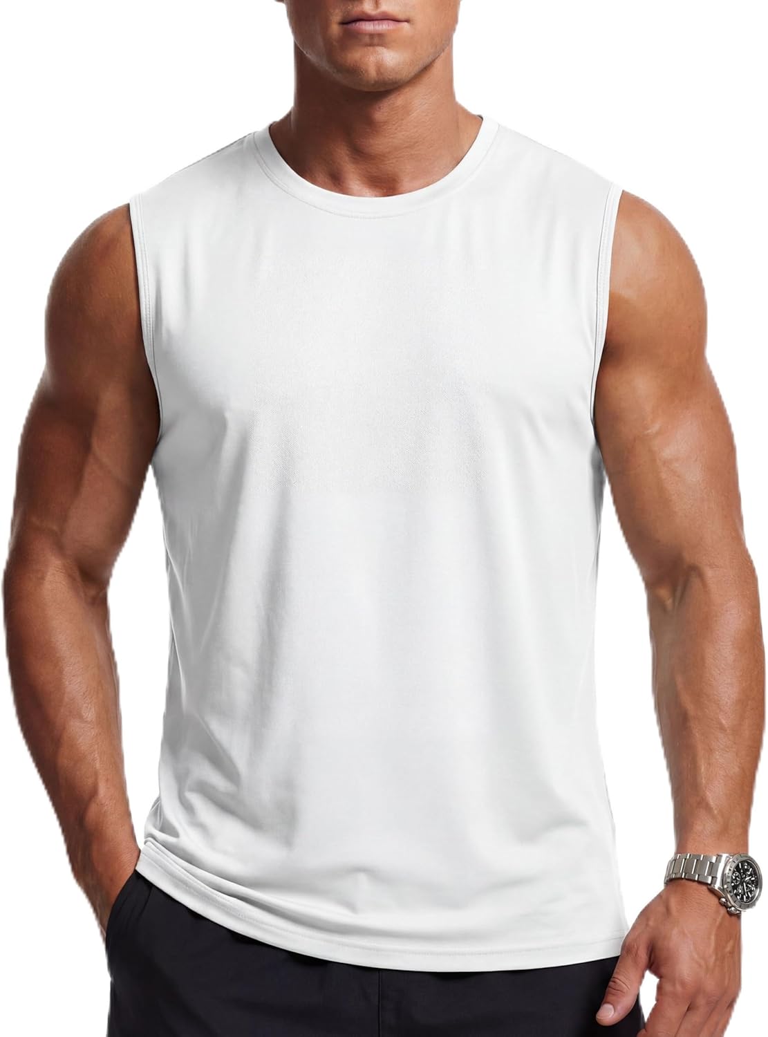 Cavva Men's Sleeveless Shirt Quick Dry Tank Tops for Men UPF 80+ Athletic Gym Workout Muscle Swim Shirts