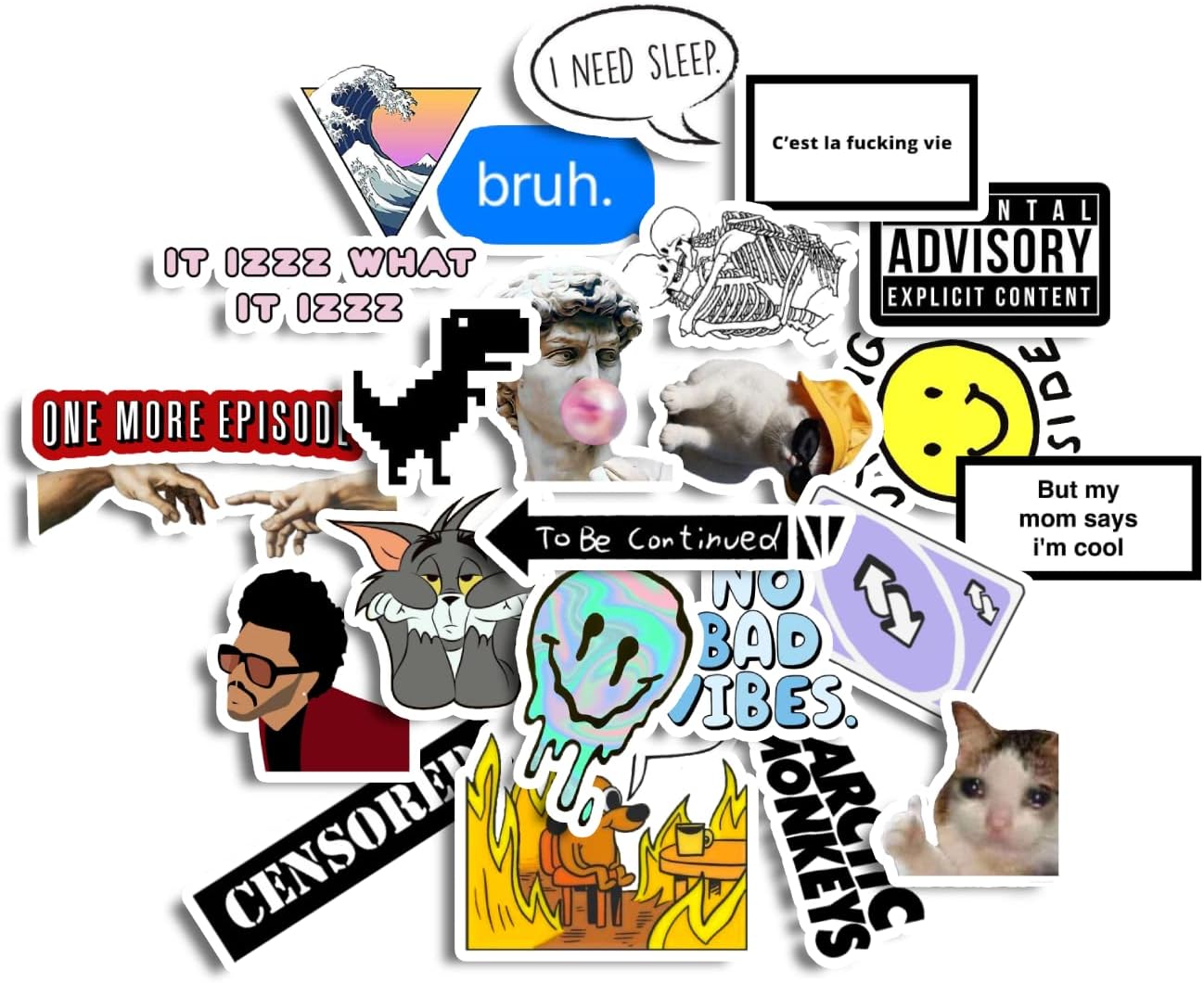 24Pcs Aesthetic Reusable Self-Adhesive Sticker s Vinyl Waterresistant Reusable Self-Adhesive Sticker s for Water Bottles Laptop Phone Computer Guitar,10x10x3cms