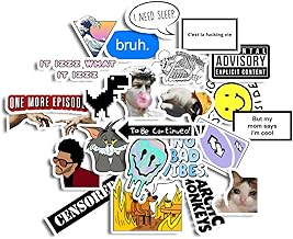 24Pcs Aesthetic Reusable Self-Adhesive Sticker s Vinyl Waterresistant Reusable Self-Adhesive Sticker s for Water Bottles Laptop Phone Computer Guitar,10x10x3cms