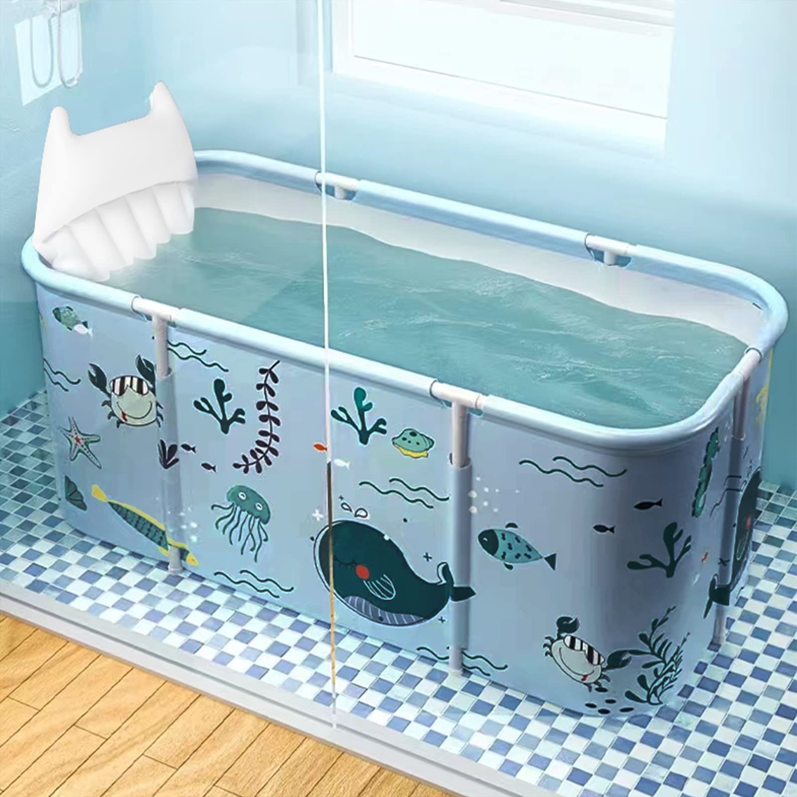 Vasca da bagno pieghevole, vasca da bagno portatile a 3 strati, vasca da bagno in PVC per adulti e bambini (Animato-140cm)