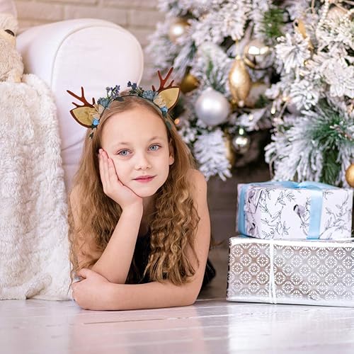 Miniatura 6 de Lurrose Christmas Deer Antler Flower Berry Crown Floral Headbands Christmas Boho Headdress Party Headwear for Women