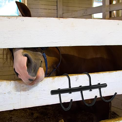 Miniatura 6 de Estante de 4 ganchos para bridas de caballo con ganchos giratorios, ganchos para bridas de caballo, organizador portátil de metal para accesorios de