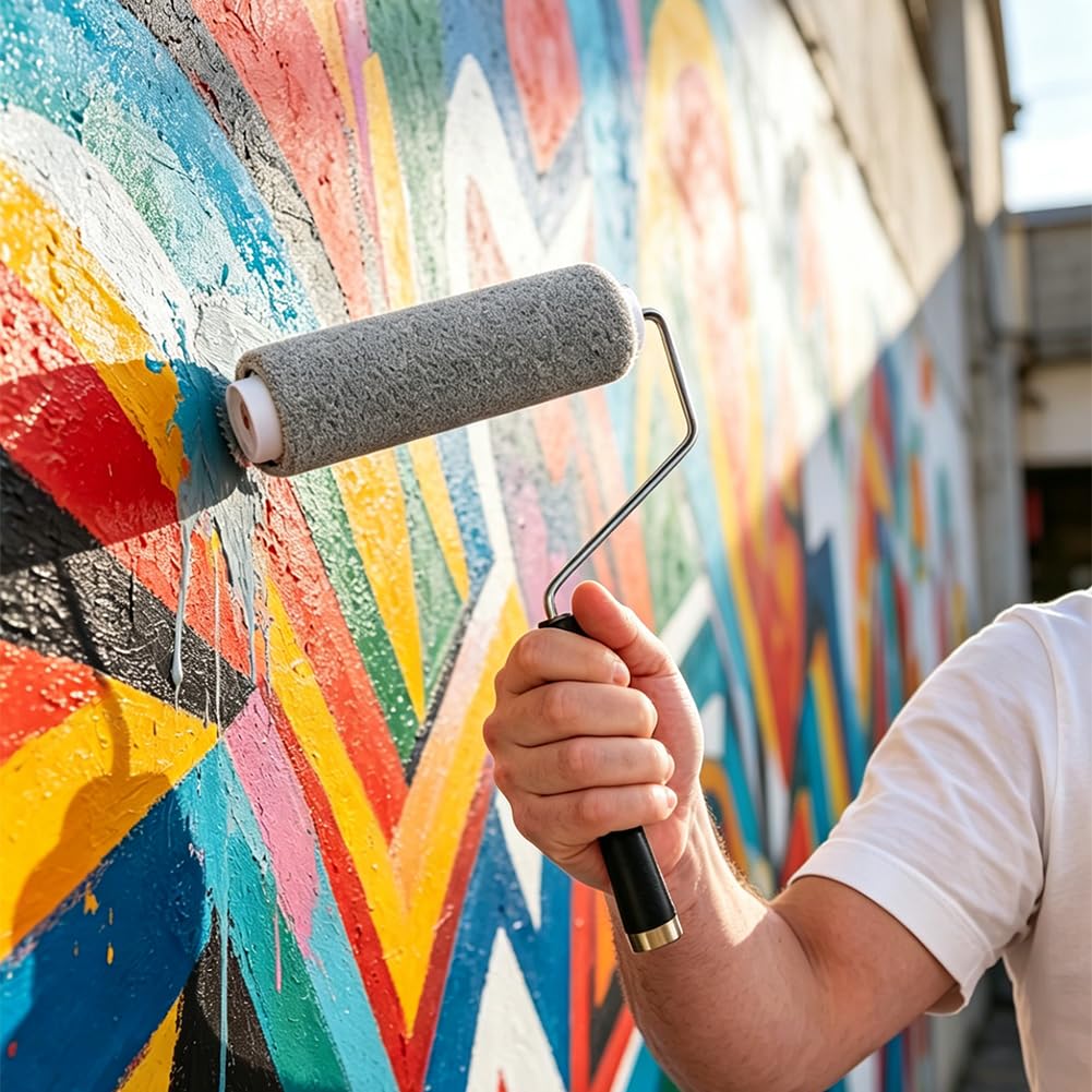 AHANDMAKER Paquete de 24 rodillos de pintura de plástico de 9 pulgadas, herramientas de pintura de rodillo grande con mango ligero para paredes de casa, pintura interior y suministros de mejora del
