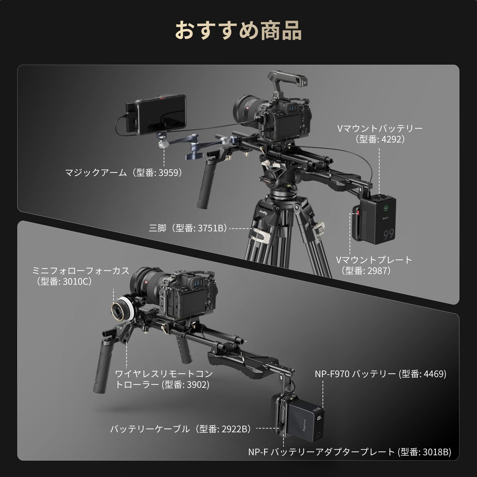 SmallRig 2002B ショルダーリグハンドルキット Small Rig ショルダーリグハンドルキット（2002F） - LIGHT UP