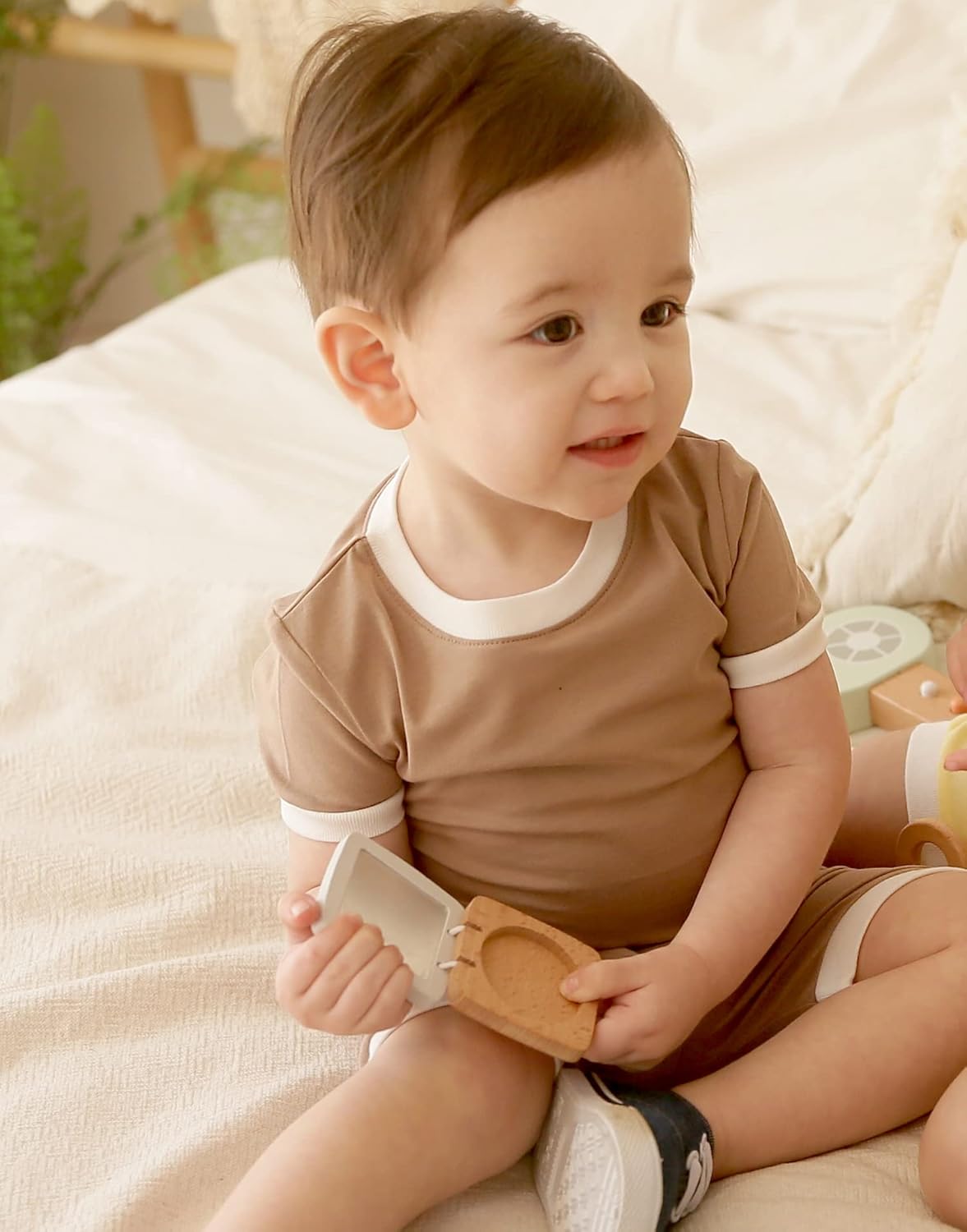 VAENAIT BABY Infant Toddler Junior Pajamas Pyjamas Sleepwear Set Solid Cotton Daily Short Summer Pjs Set Macaron 6M-12Y - Image 4