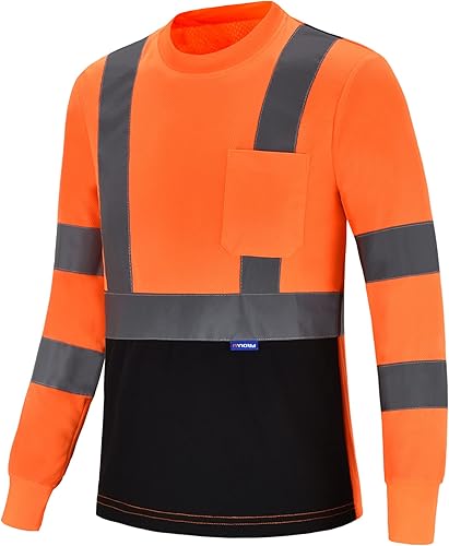 AYKRM Camiseta de seguridad reflectante de alta visibilidad de alta visibilidad (XS-6XL), Amarillo, naranja