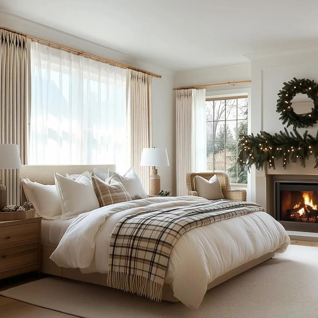 LUSTROWIN Luxury Natural Linen Textured Room Darkening Curtain for Living Room 96 inches Long Pinch Pleated Drapes Drapery for Bedroom Window Patio Door (1 Panel, Ivory White, 40" W x 96" L)