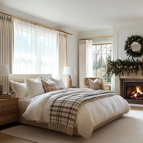 Miniatura 3 de LUSTROWIN Cortina de lino personalizada plisada para oscurecer la habitación, cortinas opacas para sala de estar, dormitorio, comedor, ventana,