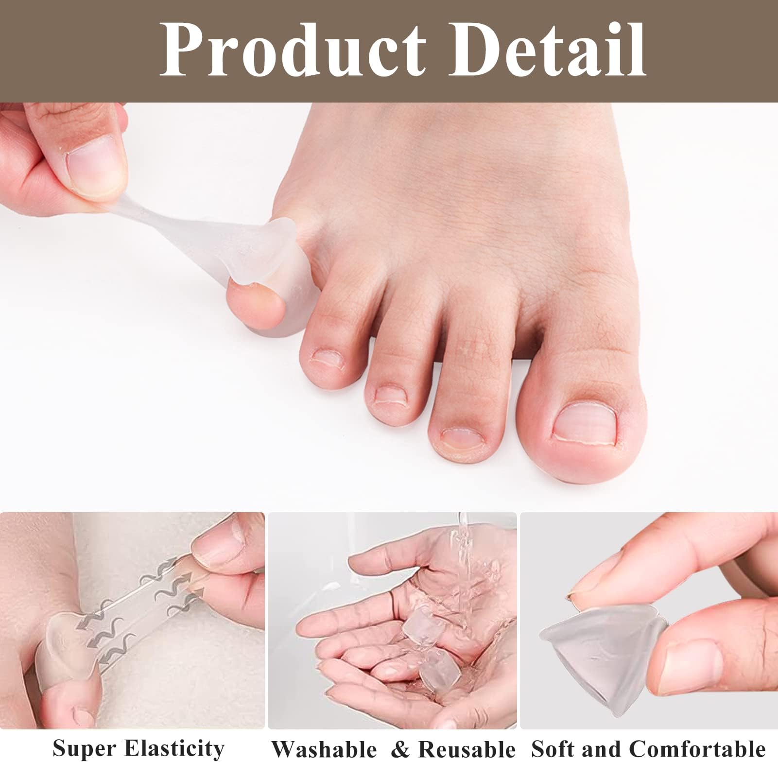 KAIAIWLUO Toe Separator,12 PCS Toe Separators for Overlapping Toes Gel Toe Spacers Toe Straightener Silicone Pinky Toe Spacers Little Bent Toe Cushions for Preventing Rubbing Relieve Pressure - Image 2