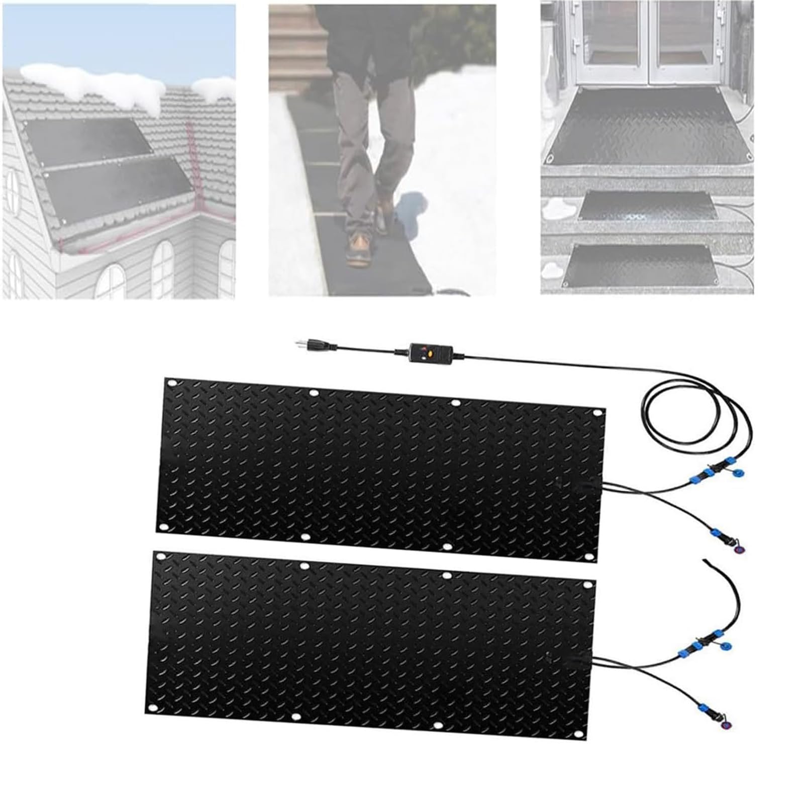 Elektryczne maty do topienia śniegu na podjazdach i schodach – antypoślizgowe rozwiązanie do odśnieżania na zewnątrz zimą(25.4x76.2cmx2Pcs)