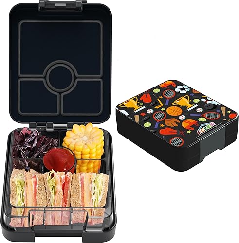 Lonchera Bento para niños, para la escuela, a prueba de fugas, caja Bento pequeña con 4 compartimentos para guardería, tamaño de porciones ideal