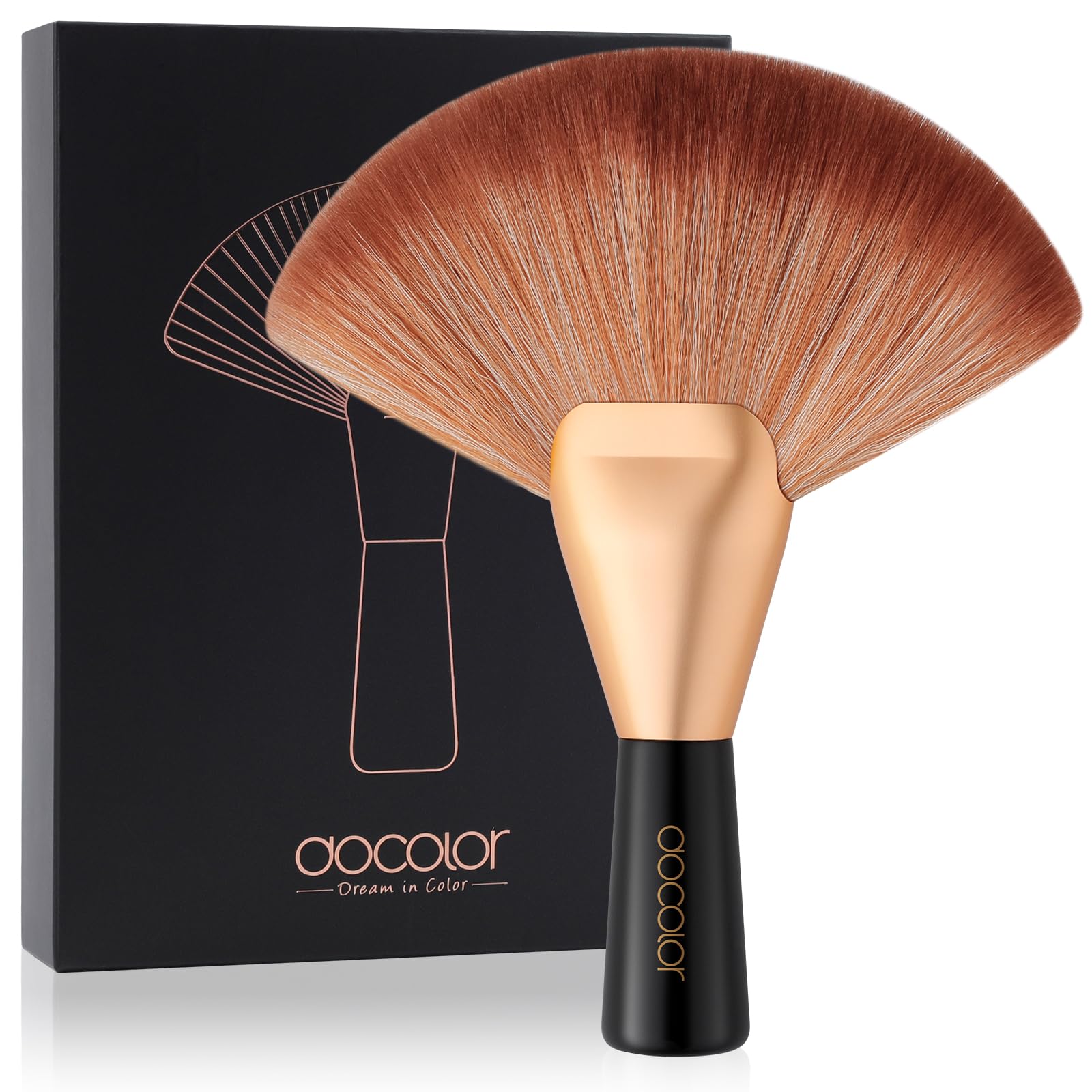 docolor Du Color Powder Brush, Lympha Care, Fan Shaped, Extra Large, Highlight, Contour Powder, Bronzer, Shadows, Blush Makeup, Popular, Cute, Makeup Brush, Cosmetic Brush, Fiber Bristle, Soft, Easy :