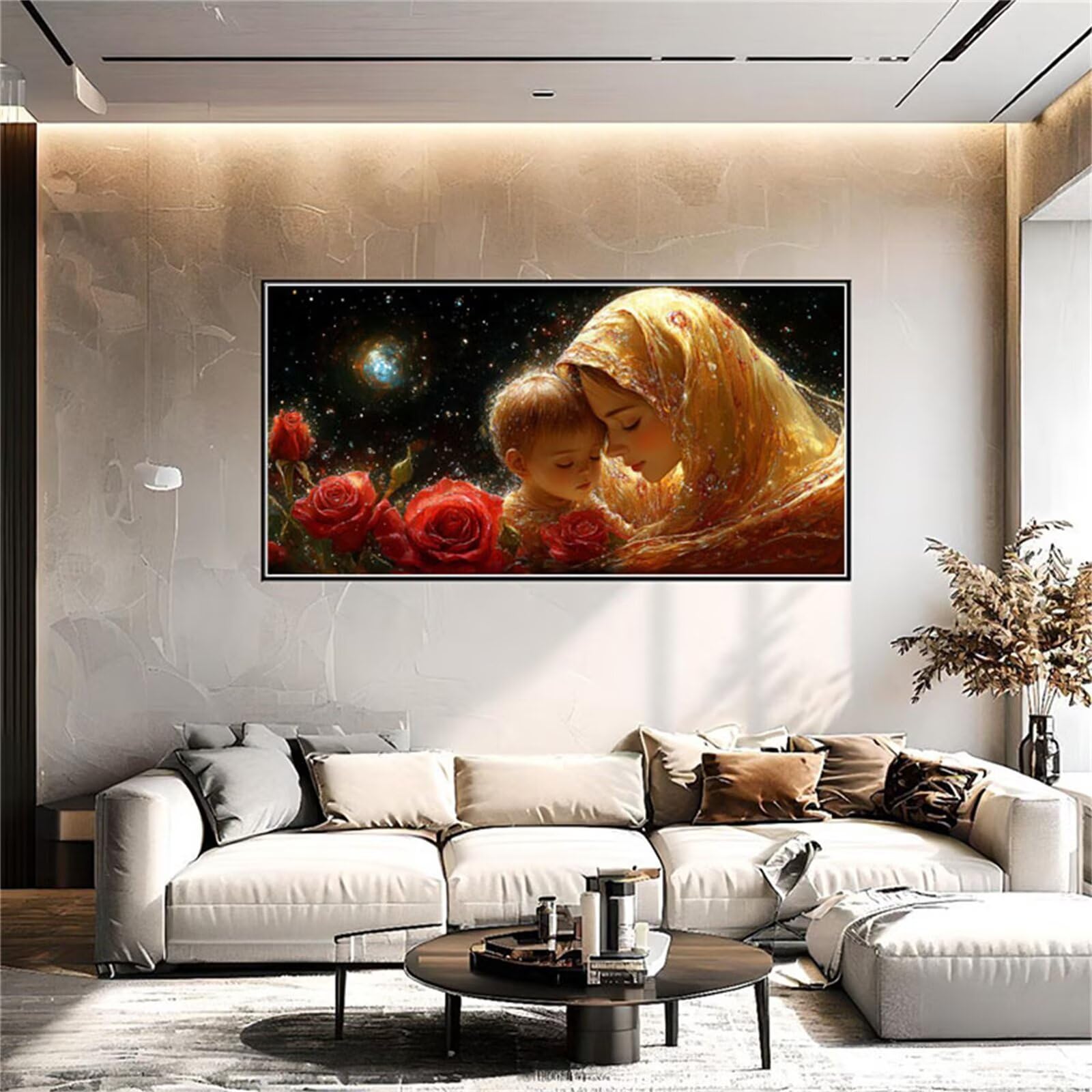 Abstrait Peinture Numero Adulte, DIY Peinture par Numéro Femme Paint by Numbers d'art Loisirs Créatifs Adultes, Pigment Acrylique Toile Artisanat Kit, Murale Maison Cadeaux 80x160cm Sans Cadre k-541
