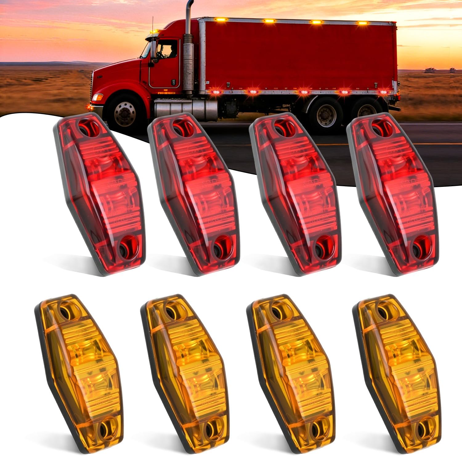 Nilight Fender Side Marker Lights 4 PCS Red Amber Front Rear Clearance Light Compatible with Ford 1999-2010 F350 F450 F550 Super Duty Dual Wheeler Trucks