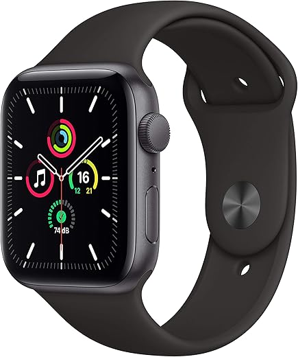 2021 Apple Watch SE GPS, Boîtier en aluminium gris sidéral de 40 mm, Bracelet Sport minuit - Regular