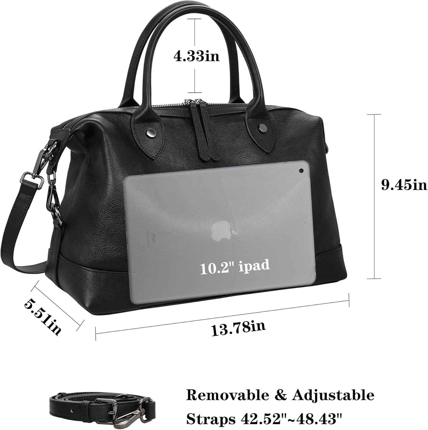 HESHE Genuine Leather Satchel Tote Bag for Women Leather Purse Large Capacity Top Handle Handbag Vintage Doctor Bag - Image 3