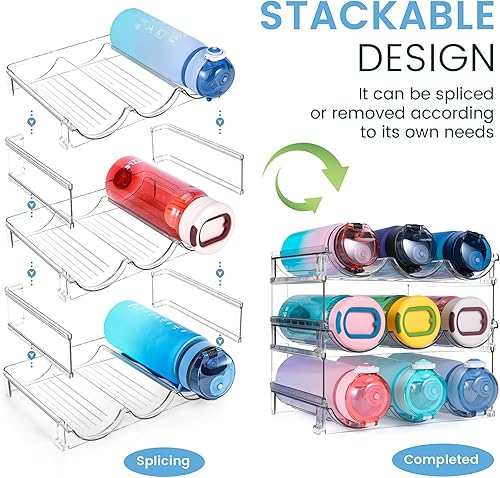 Miniatura 2 de Organizador de botellas de agua spospo para gabinete, estante de organización y almacenamiento de botellas de agua de 3 paquetes, soporte de