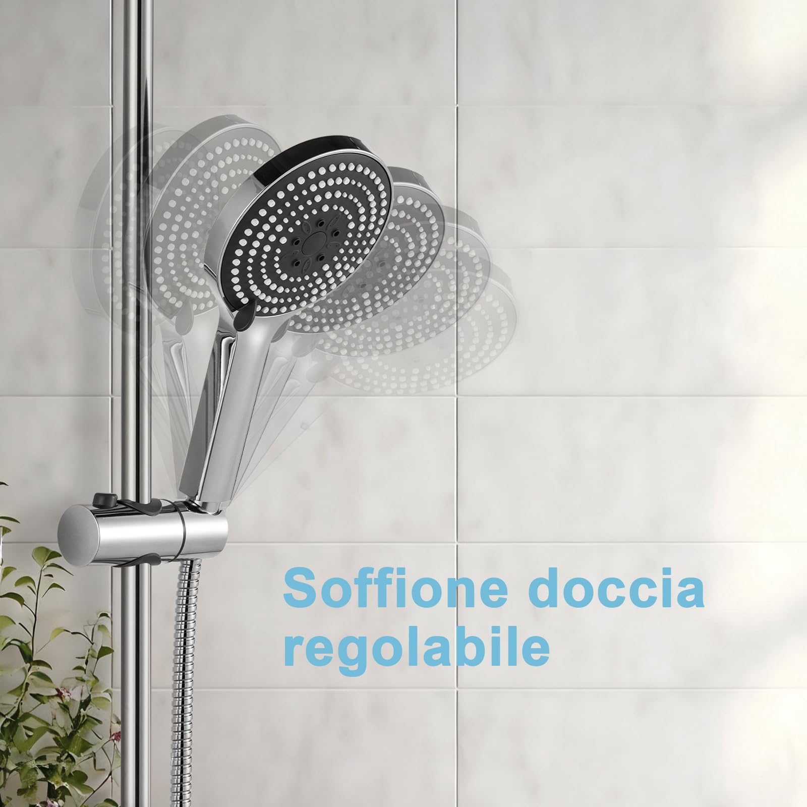 OFFO Saliscendi Doccia 60 cm,Asta Doccia a Parete,Distanza Regolabile da 26 a 59 cm,con Sali Scendi per Doccia,Asta Doccia Saliscendi di Ricambio,Cromo