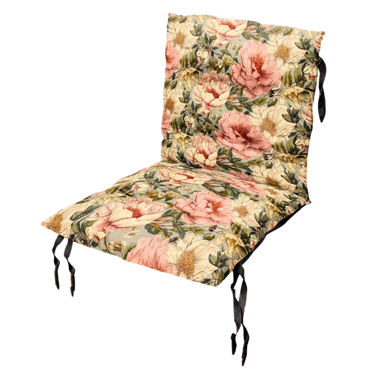 Cuscini Per Sedie Da Esterno Con Schienale 50 x 50 cm - Cuscino Per Sedie Da Giardino - Cuscini Da Esterno Impermeabili Con Corde Di Fissaggio - Peonia