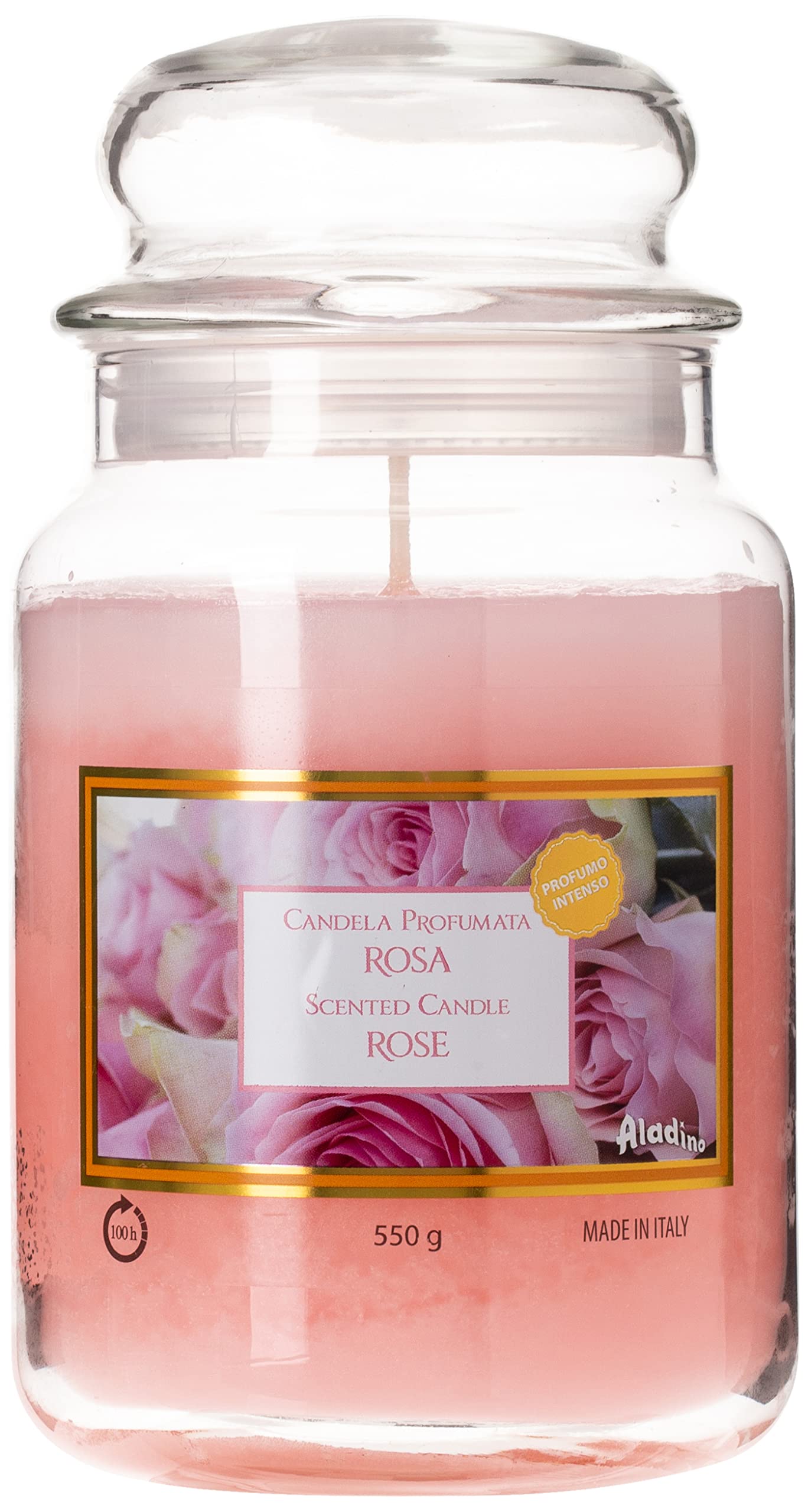 Rose Scented Classic Large Jar Single Wick Candle, Over 100 Hours Of Burn Time