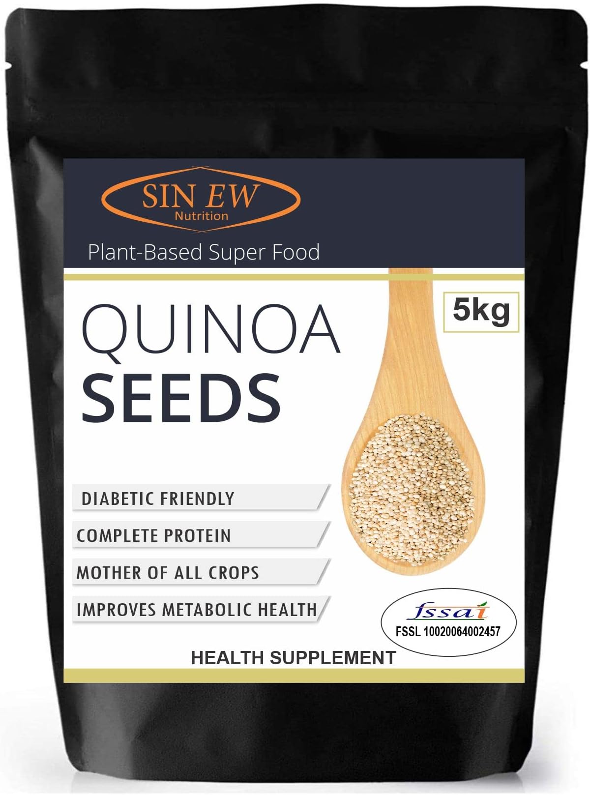 Sinew Nutrition Quinoa 5kg REFILL pack For Weight Management, Gluten Free Quinoa seeds Rich in Protein, Fiber, Iron