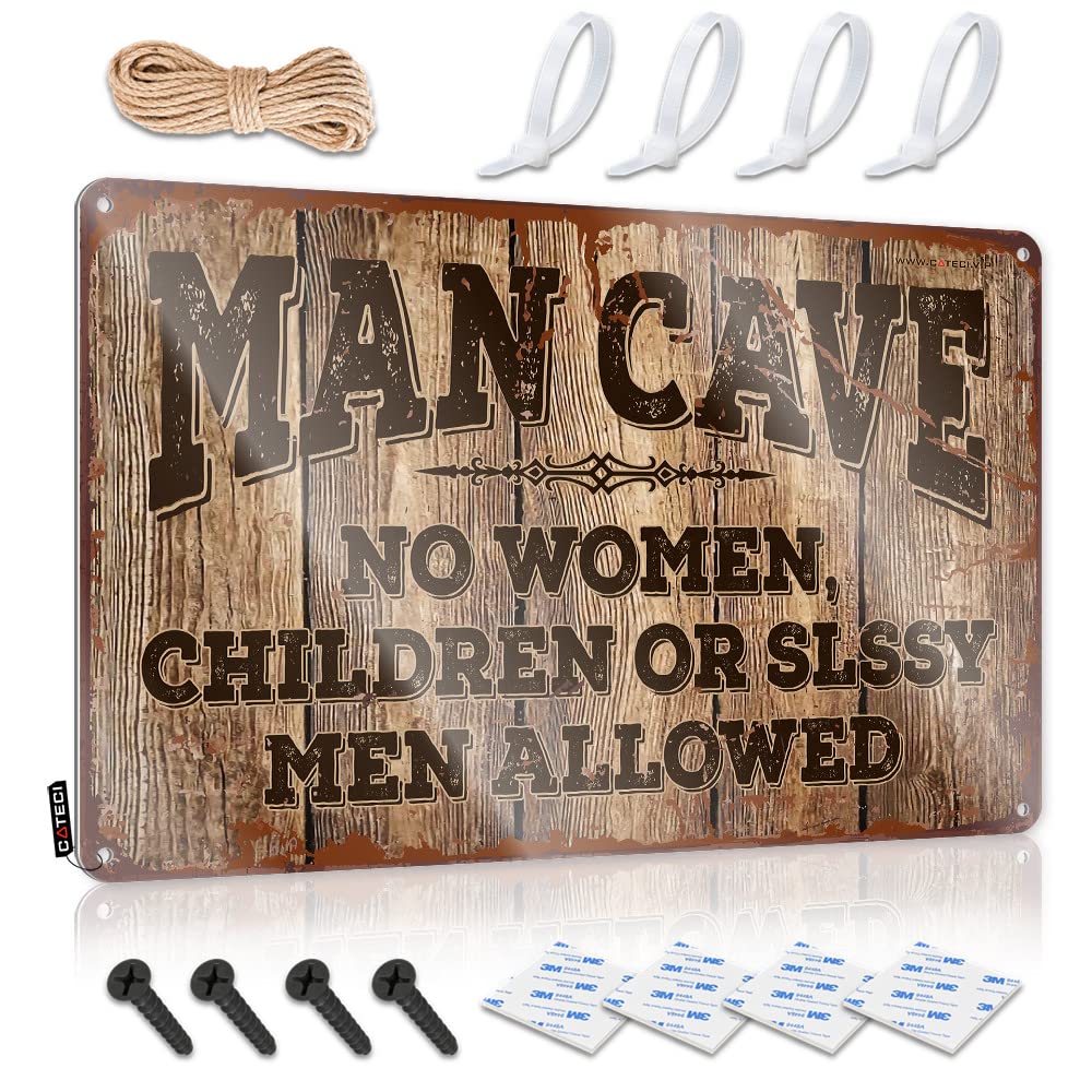 HELIOFORGE Funny Home Decor Man Cave Rules Sign Funny Sign Decor Funny Coffee Signs(30X40CM)