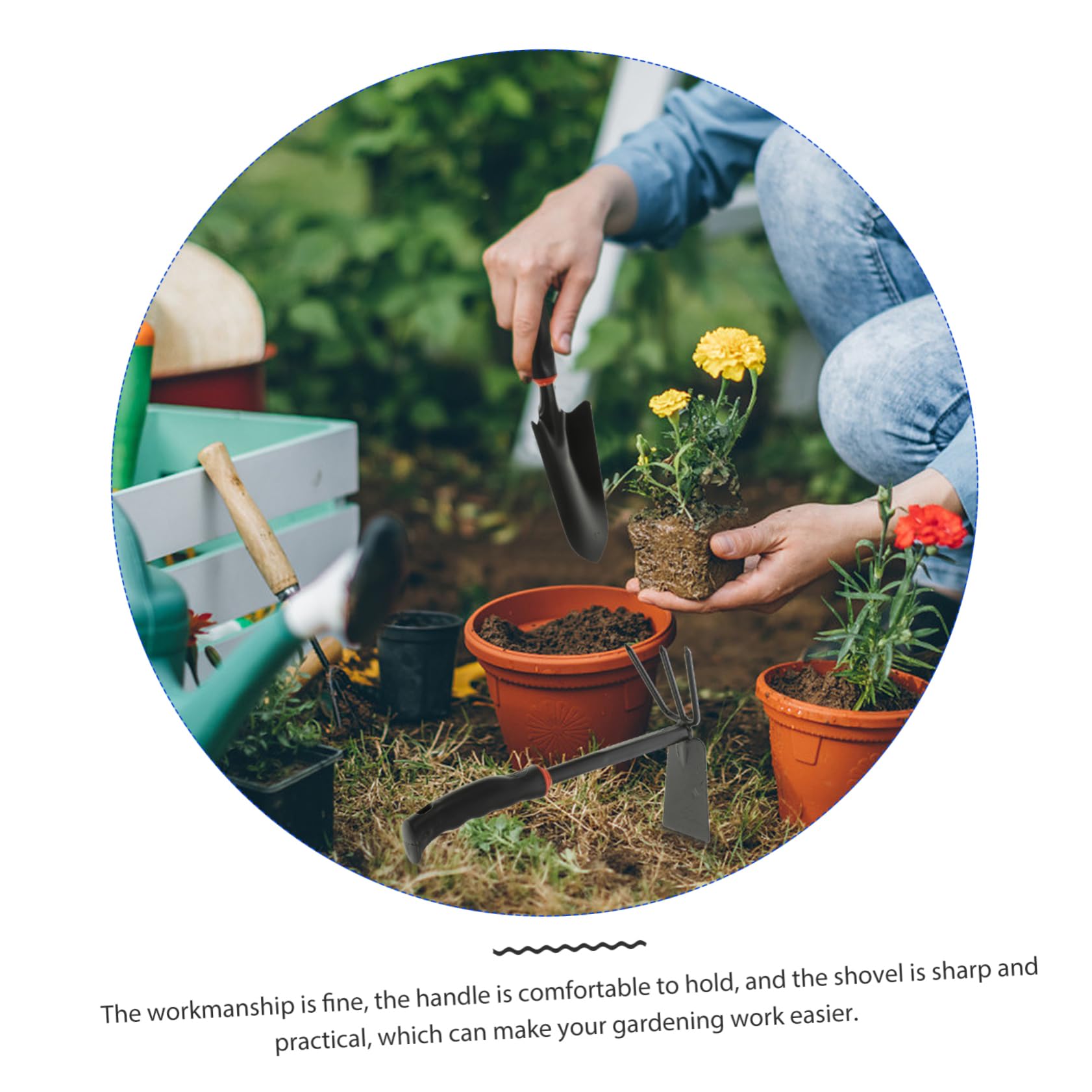 Gartenschaufel 5 Stück Schwarz aus Eisen und Vinyl, Tragbar