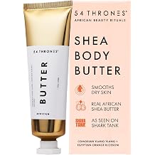 54 Thrones African Beauty Shea Butter, Intensive Dry Skin Support, Moisturizing Body Butter for Women, Body Cream, Locks in Moisture, Comorian Ylang Ylang + Egyptian Orange Blossom, 1.7 oz