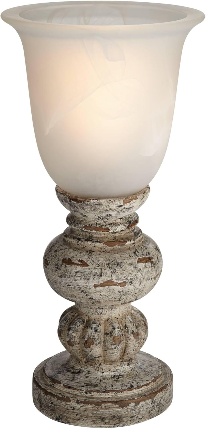 360 Lighting Florencia 12 1/2" High Small Traditional Console Accent Table Lamp Brown Wood Finish Single Off-White Shade Cottage Core Living Room Bedroom Bedside Nightstand House Office Home Reading